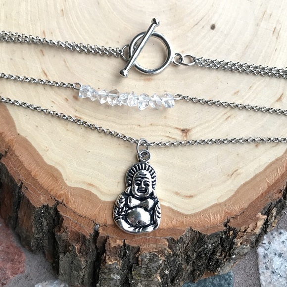 Genuine herkimer diamonds buddha choker necklace - Picture 7 of 9